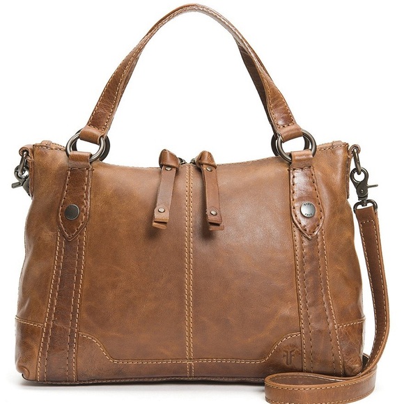 Frye Melissa Medium Beige Leather Crossbody Satchel Handbag - Picture 3 of 13